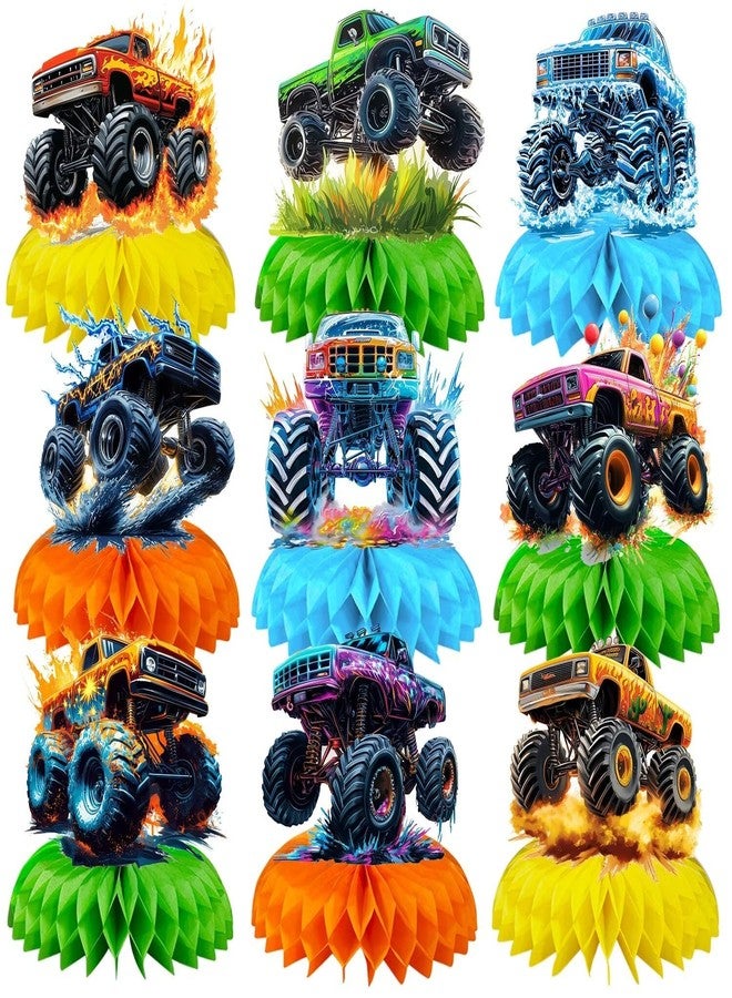 BQC 9 Pcs Monster Truck Table Decorations Monster Truck Birthday Decorations Monster Truck Centerpieces Monster Truck Party Supplies - Image 1